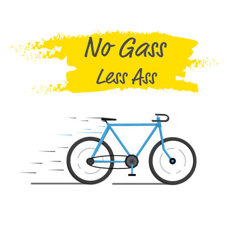Eco blue bicycle No gass less ass speed , poster present or invite ride bicycleのイラスト素材