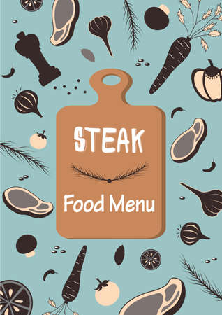 Steak food menu raw material vegetable beefのイラスト素材