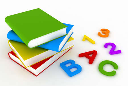 Back to school  Colorfull Books, Numbers and Lettersの写真素材