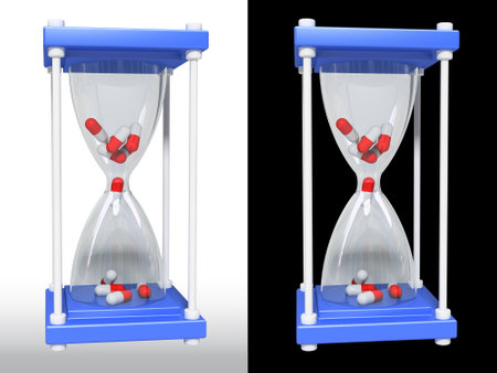 pill medicinal glass (3d, isolated on bright and dark background)