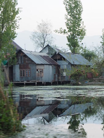 Houseboats in Dal Lake,Srinagar,Kashmir,Indiaの写真素材
