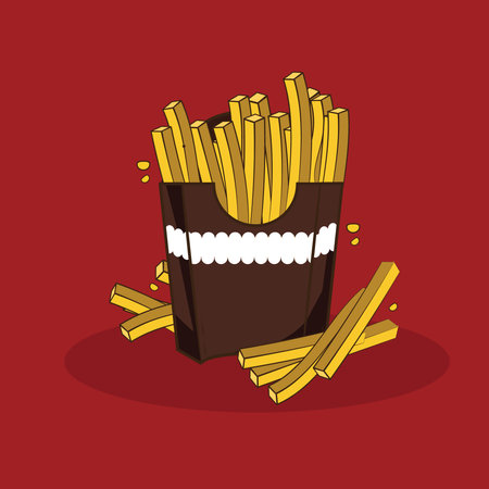 Illustration vector of French fries delicious fast foodのイラスト素材