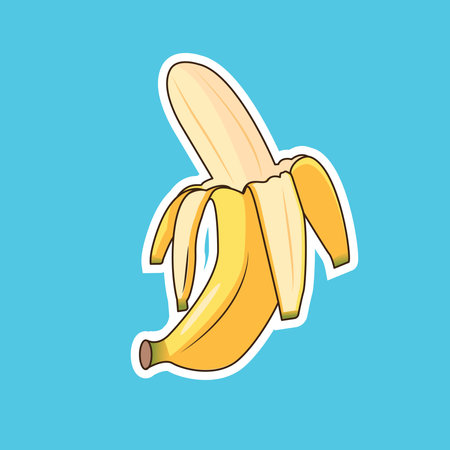 Banana Open Vector cartoon illustrationのイラスト素材