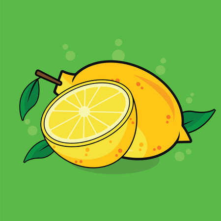 Lemon slice and  Lemon Set Vector Illustrationのイラスト素材