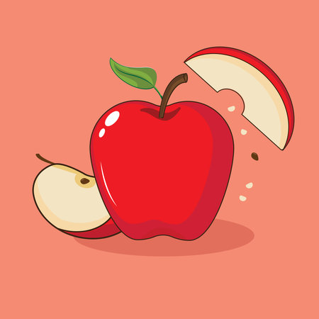 Illustration vector graphic of apple and slice appleのイラスト素材