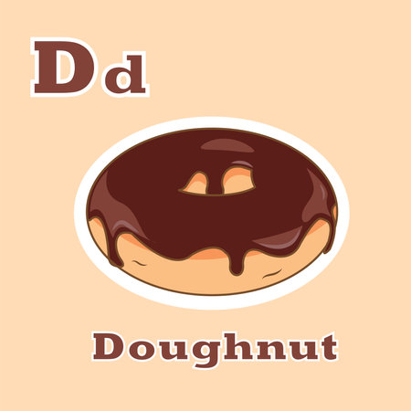 Doughnut Vector Illustration cartoon flashcards learning alphabetのイラスト素材