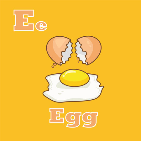 Egg Vector Illustration flashcards for kid learning alphabet cartoon cardのイラスト素材