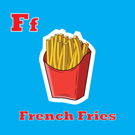 Vector Illustration of Flashcards French fries alphabet for learningのイラスト素材