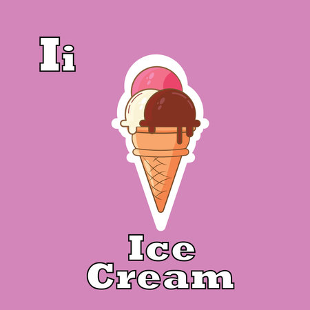 Vector Illustration Of flashcards alphabet Ice cream for learningのイラスト素材