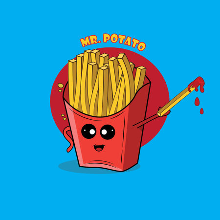 Vector illustration of mascot French fries cartoon cuteのイラスト素材