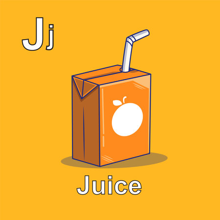 Vector Illustration of juice flashcard    alphabet for children teachingのイラスト素材