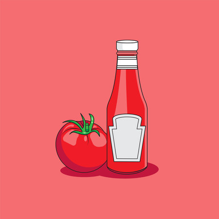 Vector illustration of tomato ketchup cartoonのイラスト素材