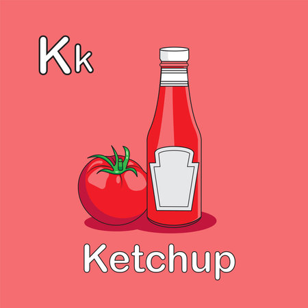 Vector illustration of ketchup flashcards alphabet for childrenのイラスト素材