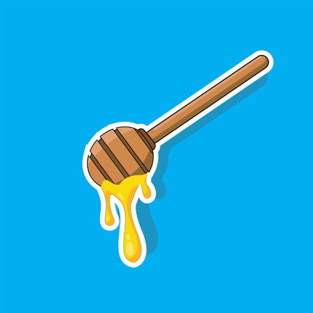 Vector illustration of stick honey bee stickerのイラスト素材