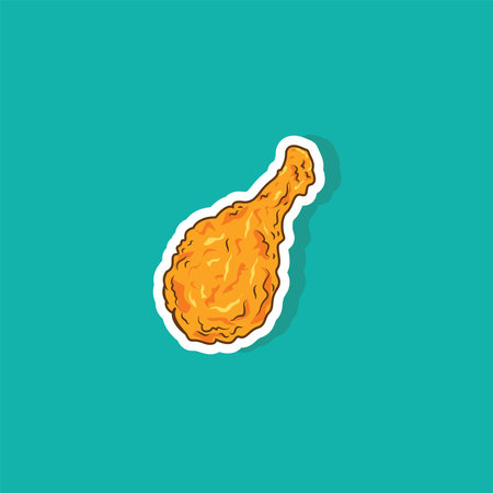 Vector illustration of fried chicken stickerのイラスト素材