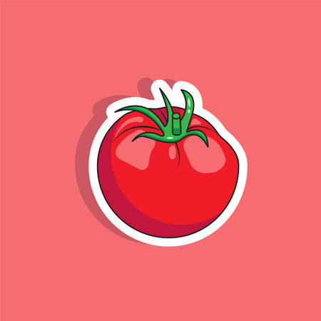 Vector illustration of tomato sticker, vegetable stickerのイラスト素材
