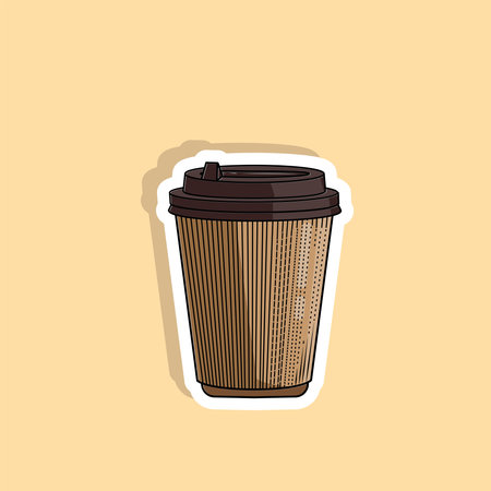 Vector illustration of paper hot coffee sticker, emblem design labelのイラスト素材