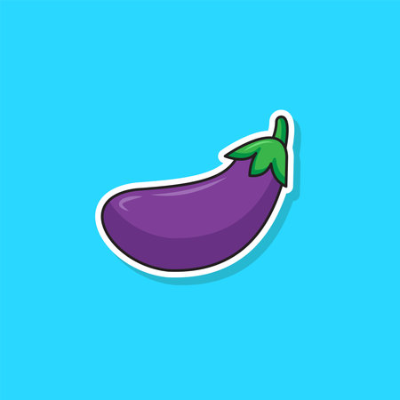 Vector illustration of sticker eggplantのイラスト素材