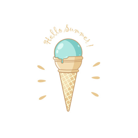 Vector illustration of ice cream hello summerのイラスト素材