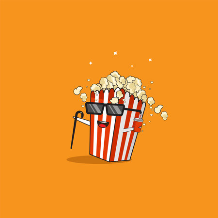 Vector illustration of Popcorn mascot, movie timeのイラスト素材