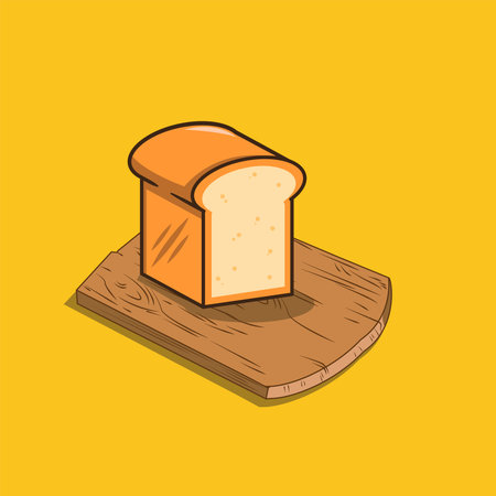 Bread on chopping board breakfast food illustration