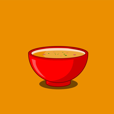 Soup on red bowl vector illustration cartoon designのイラスト素材
