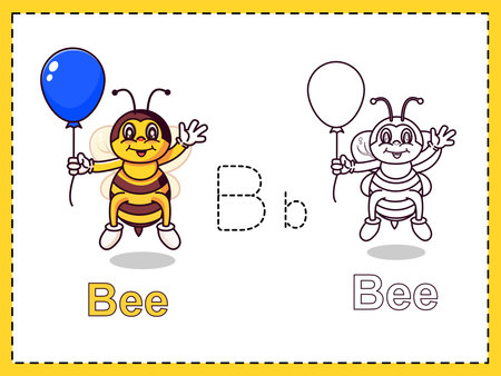 Cute Coloring Page and Writing Worksheet for practice kid, Learning Coloring and Writing Flashcards Vector Illustrationのイラスト素材