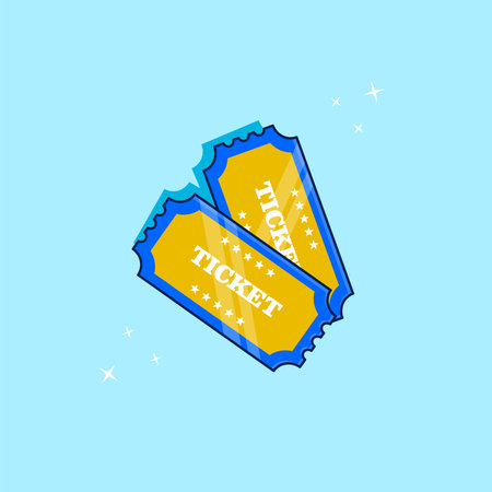Two Bright Tickets on a Light Blue background Vector Illustration Flat Designのイラスト素材