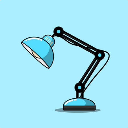 Modern Blue Desk Lamp Stylish Lighting for Home and Office Vector Illustrationのイラスト素材