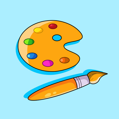 Artistic Palette and Brush Icon for Creative Projects Vector Illustration Cartoon Designのイラスト素材