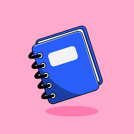 Blue Notebook with Spiral Binding Vector Illustration Cartoon Designのイラスト素材