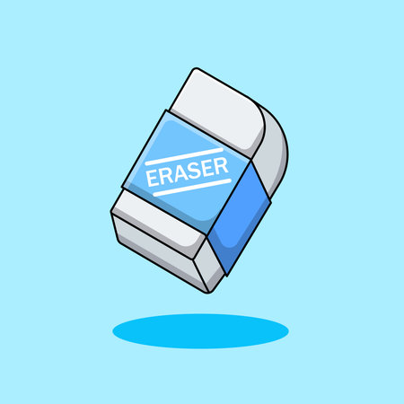 Cartoon Eraser Illustration on Blue Backdrop Vector Illustrationのイラスト素材