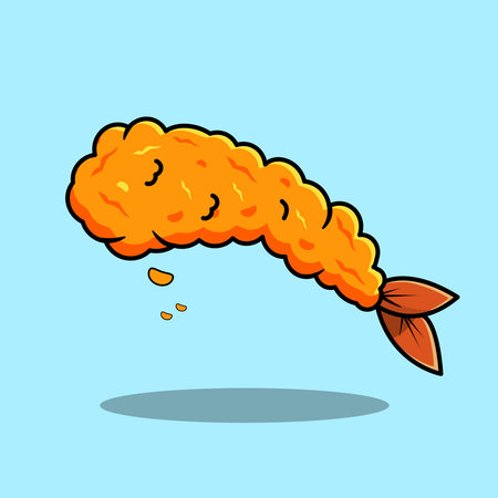 Crispy Tempura Shrimp Vector Illustration Isolated Designのイラスト素材