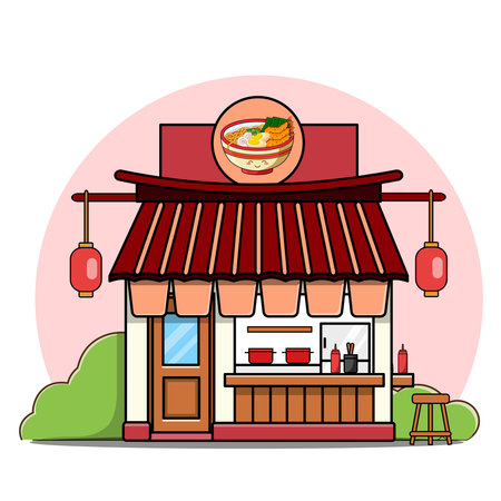 Japanese Ramen Shop Illustration Vector Isolated Flat Designのイラスト素材