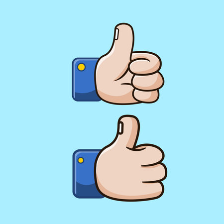 Thumbs up icon illustration with blue background Vector Illustration Cartoon Designのイラスト素材