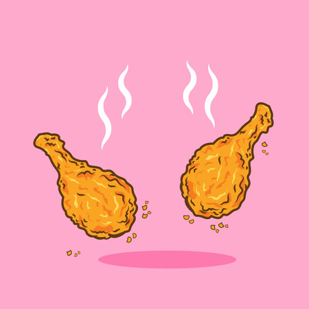 Hot Crunchy Fried Chicken Drumsticks Vector Illustration Cartoon Designのイラスト素材