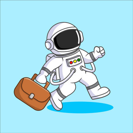 Astronaut Running Late with Briefcase Space Business Concept Vector Illustration Cartoon Designのイラスト素材