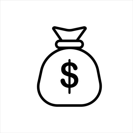Icon Money Sack Outline Style Vector Isolated Flat Designのイラスト素材