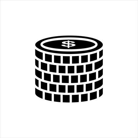Icon Pile of Coin Dollars Silhouette Style Vector Isolated Flat Designのイラスト素材