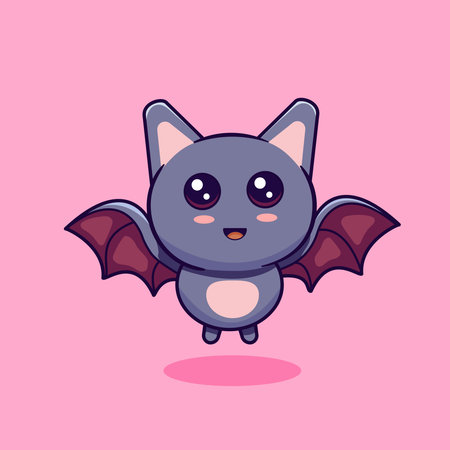 Cute Bat Flying in the Air Vector Illustration Cartoon Designのイラスト素材