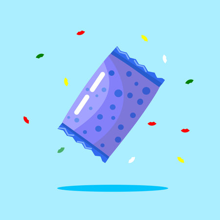 Candy Wrapper with Confetti Vector Illustration Cartoon Designのイラスト素材