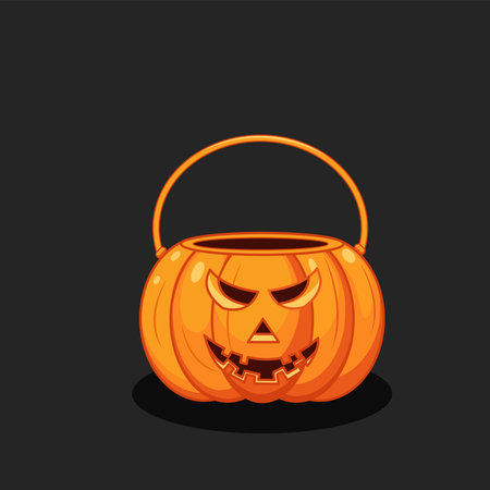 Spooky Jack o Lantern Candy Bucket for Halloween Treats Vector Illustration Cartoon Designのイラスト素材
