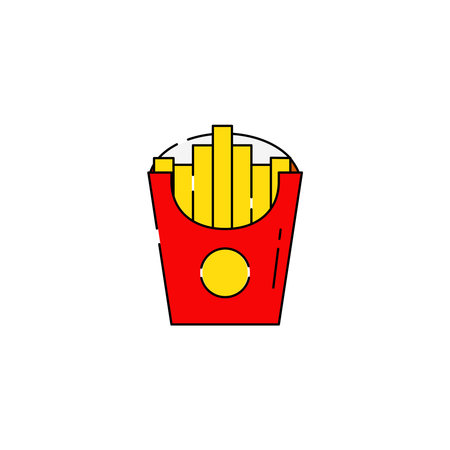 Icon Fast Food French Fries Linear Style Vector  Illustration Flat Designのイラスト素材