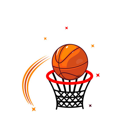 Basketball Shot Ball soaring through the hoop Vector Illustration Cartoon Designのイラスト素材