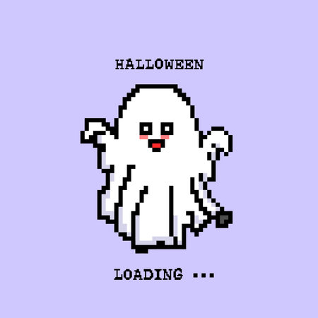 Halloween Ghost Loading Pixel Art Vector Illustration Cartoon Designのイラスト素材