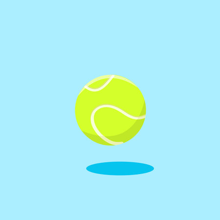 Tennis Ball Floating in Air on a Light Blue Background Vector Illustration Cartoon Designのイラスト素材