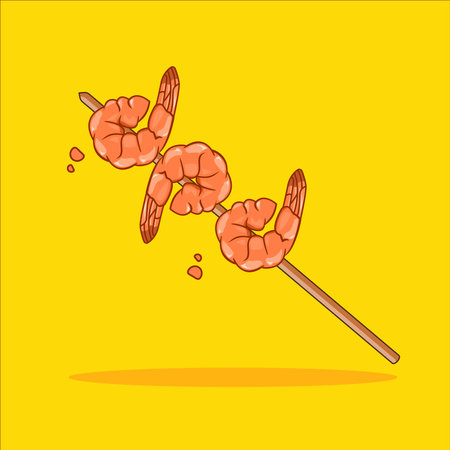 Delicious Grilled Shrimp Skewer Satay Vector Illustration Cartoon Designのイラスト素材