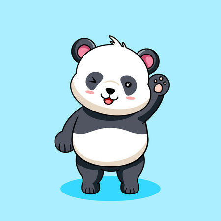 Cute Panda Greetings Hello Vector Illustration Cartoon Designのイラスト素材