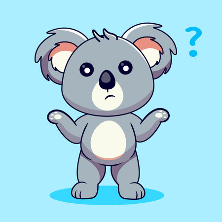 Confused Koala Shrugging with a Question Mark Vector Illustration Cartoon Designのイラスト素材