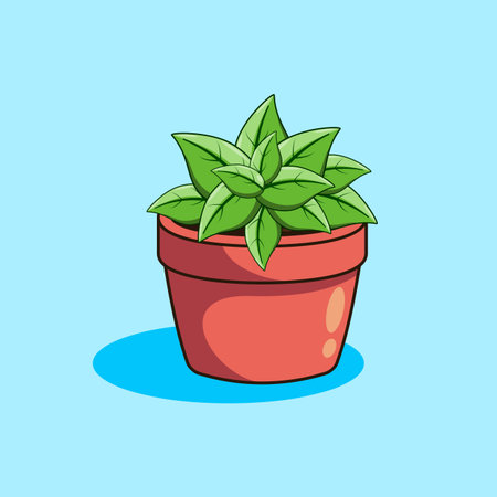 Cute Potted Green Houseplant Vector Illustration Cartoon Designのイラスト素材